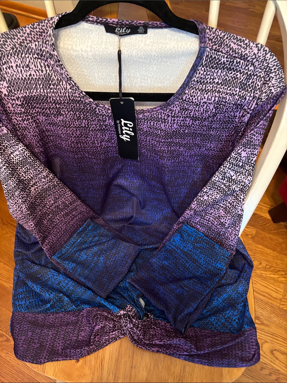 Lily Purple and Blue Ombre Printed Long Sleeve Top